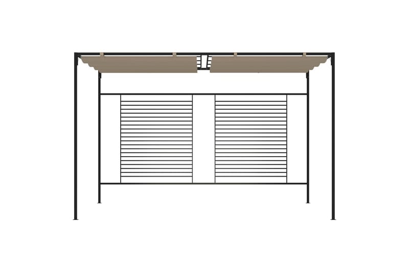 Paviljong med uttrekkbart tak 3x4x2,3 m gråbrun 180 g/m² - Taupe - Hagemøbler - Solbeskyttelse - Paviljonger - Komplett paviljong