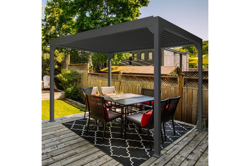 Pergola Premium Åpningsbare lameller - Grå - Hagemøbler - Solbeskyttelse - Pergola