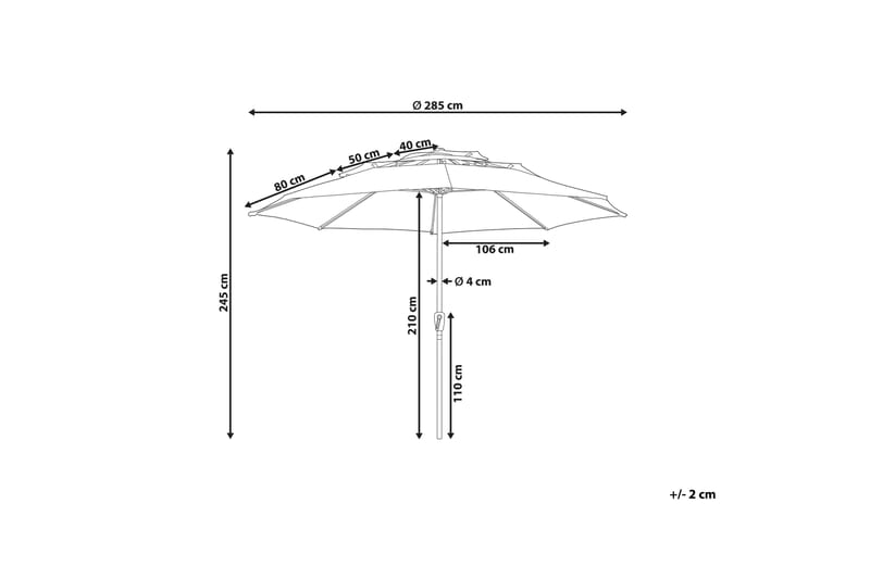 Roblin Parasol 285x285 cm - Beige/Sort - Hagemøbler - Solbeskyttelse - Parasoller