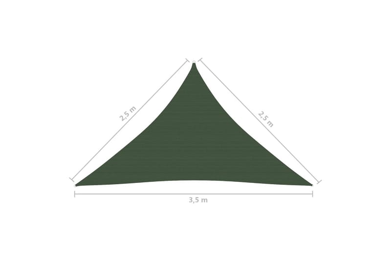 Solseil 160 g/m² mörkegrönn 2,5x2,5x3,5 m HDPE - grönn - Hagemøbler - Solbeskyttelse - Solseil