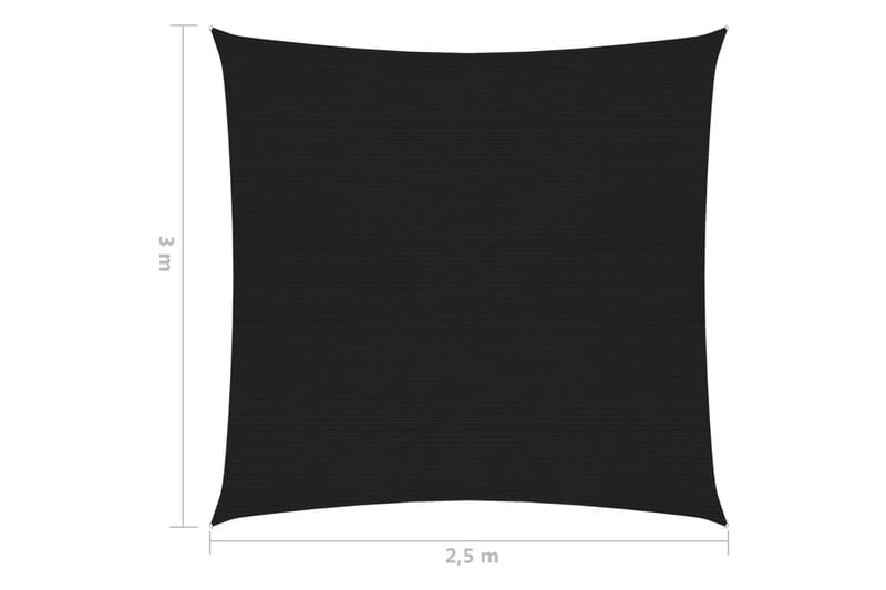 Solseil 160 g/m² svart 2,5x3 m HDPE - Svart - Hagemøbler - Solbeskyttelse - Solseil