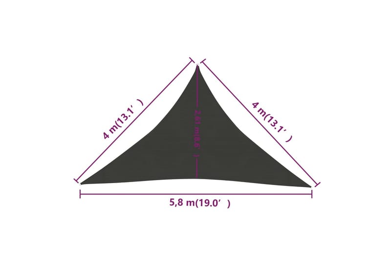 Solseil 160 g/m² antrasitt 4x4x5,8 m HDPE - Antrasittgrå - Hagemøbler - Solbeskyttelse - Solseil