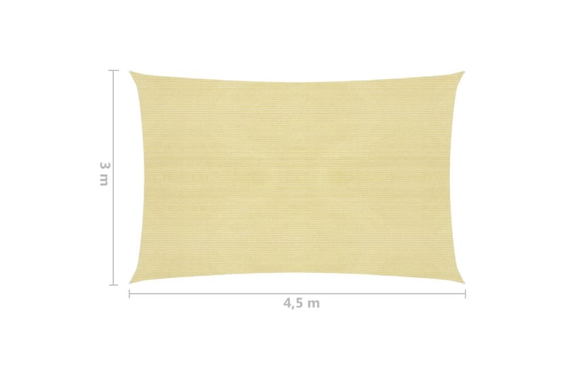 Solseil 160 g/m² beige 3x4,5 m HDPE - Beige - Hagemøbler - Solbeskyttelse - Solseil