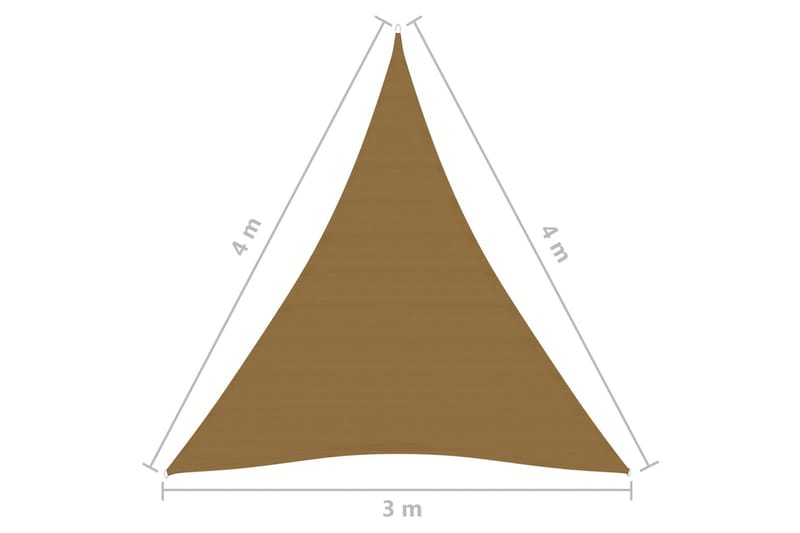 Solseil 160 g/m² gråbrun 3x4x4 m HDPE - Taupe - Hagemøbler - Solbeskyttelse - Solseil