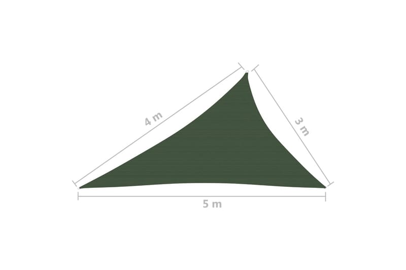 Solseil 160 g/m² mørkegrønn 3x4x5 m HDPE - grønn - Hagemøbler - Solbeskyttelse - Solseil