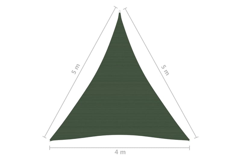 Solseil 160 g/m² mørkegrønn 4x5x5 m HDPE - grønn - Hagemøbler - Solbeskyttelse - Solseil