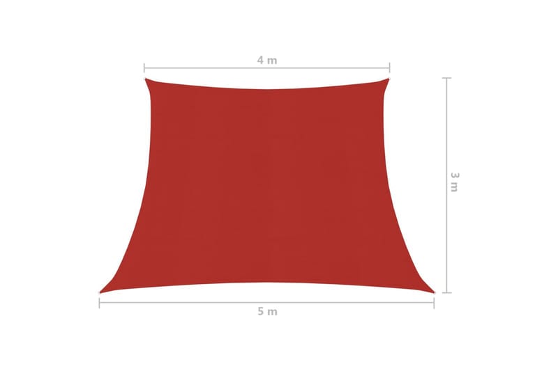 Solseil 160 g/m² röd 4/5x3 m HDPE - Röd - Hagemøbler - Solbeskyttelse - Solseil