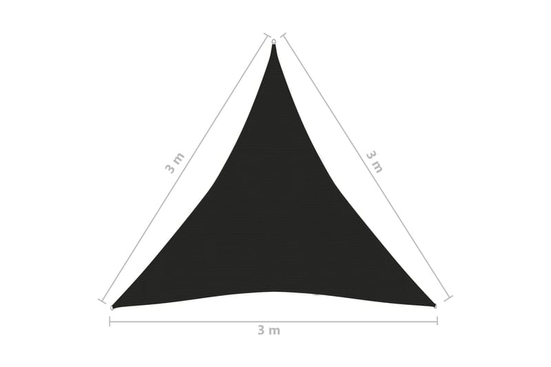 Solseil 160 g/m² svart 3x3x3 m HDPE - Svart - Hagemøbler - Solbeskyttelse - Solseil