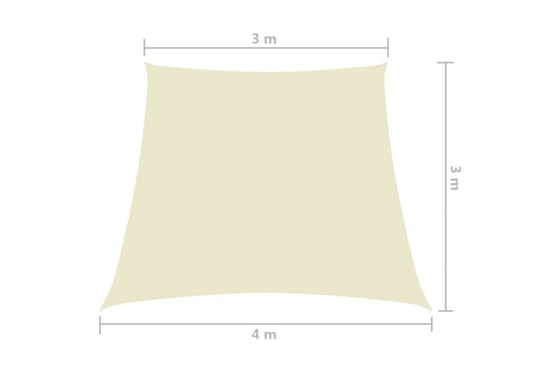 Solseil oxfordstoff trapesformet 3/4x3 m kremhvit - Krem - Hagemøbler - Solbeskyttelse - Solseil