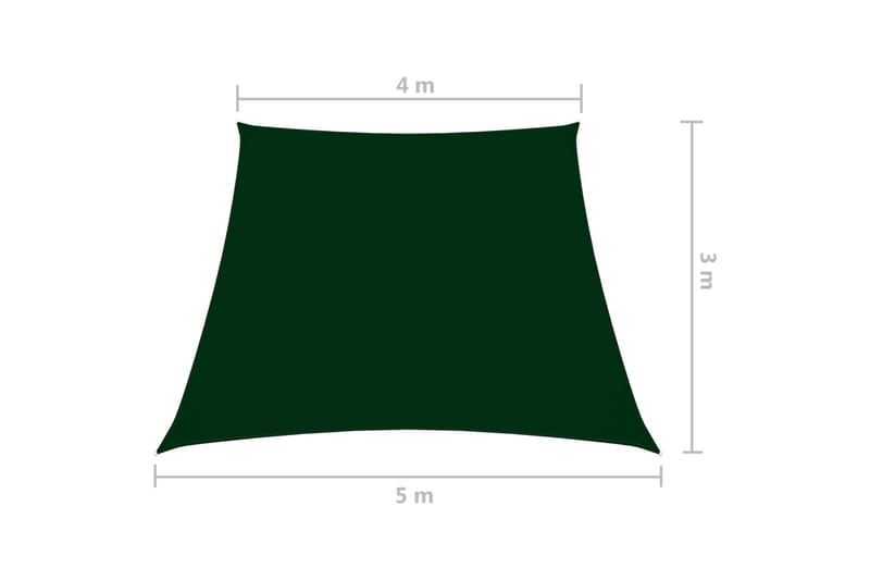 Solseil oxfordstoff trapesformet 4/5x3 m mørkegrønn - grønn - Hagemøbler - Solbeskyttelse - Solseil