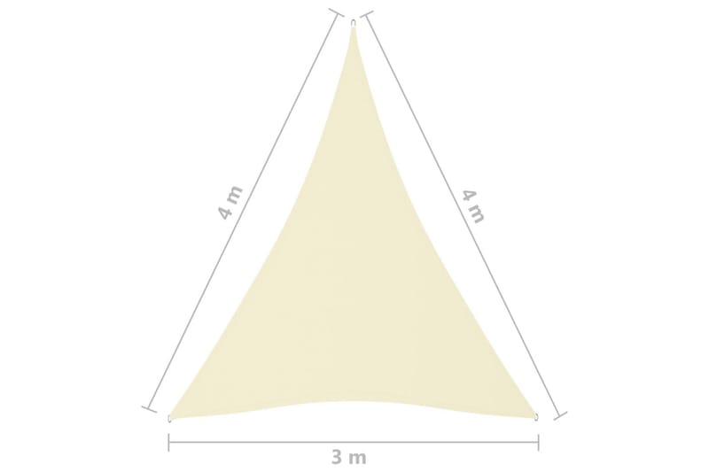 Solseil oxfordstoff trekantet 3x4x4 m kremhvit - Krem - Hagemøbler - Solbeskyttelse - Solseil