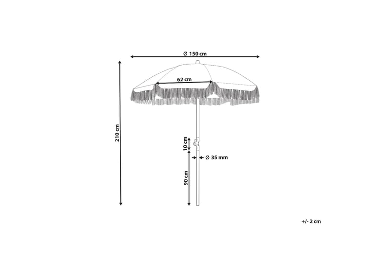 Teulon Parasol 150 cm - Gul/Rosa/Blå/Hvit/Lysebrun - Hagemøbler - Solbeskyttelse - Parasoller