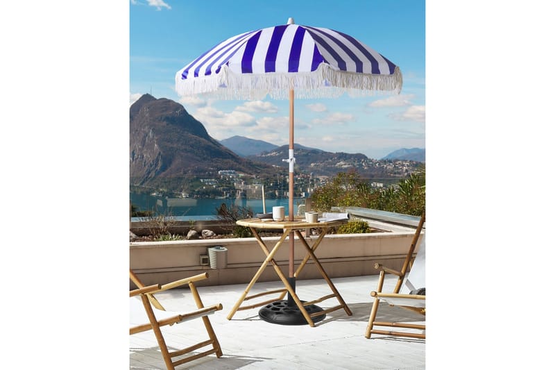 Teulon Parasol 150 cm - Blå/Hvit/Lysebrun - Hagemøbler - Solbeskyttelse - Parasoller