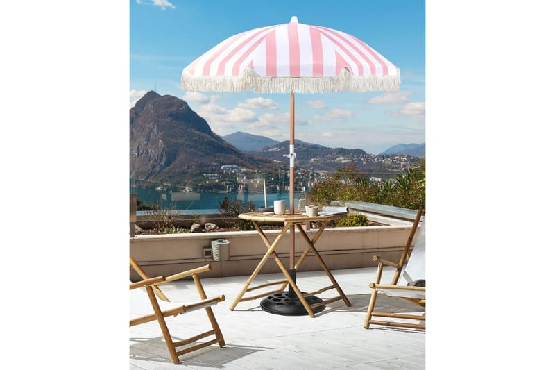 Teulon Parasol 150 cm - Rosa/Hvit/Lysebrun - Hagemøbler - Solbeskyttelse - Parasoller