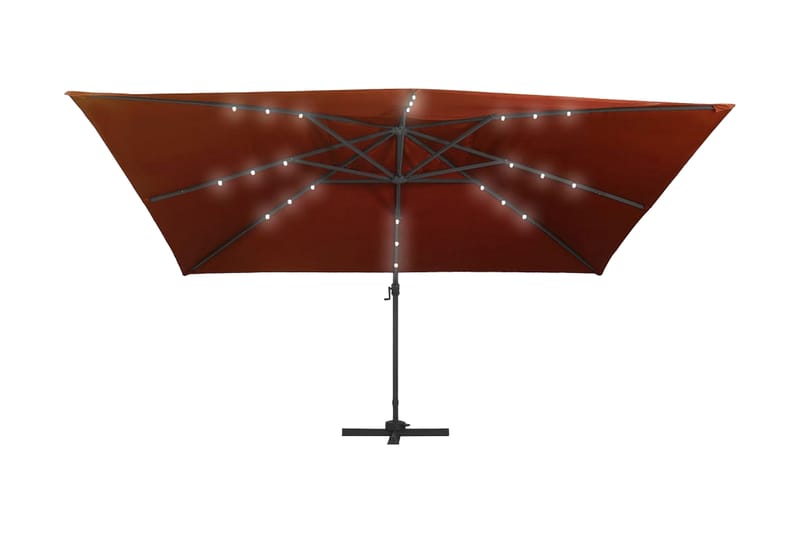 Utendørs parasoll med LED-lys terracotta 400x300 cm - Rød - Hagemøbler - Solbeskyttelse - Parasoller