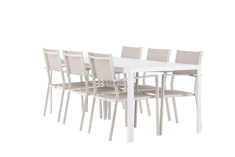 Break Spisegruppe 205 cm + 6 stk Copacabana Spisestoler Beige/Hvit - Hagemøbler - Hagegruppe - Spisegrupper hage