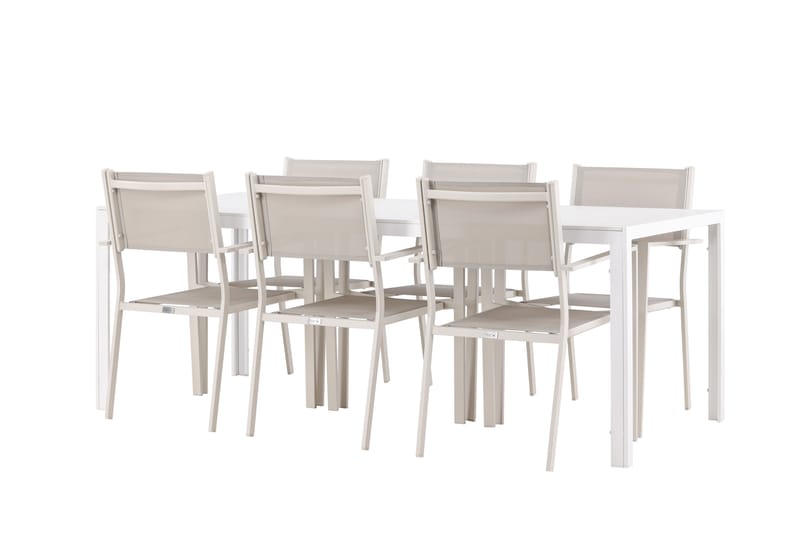 Break Spisegruppe 205 cm + 6 stk Copacabana Spisestoler Beige/Hvit - Hagemøbler - Hagegruppe - Spisegrupper hage