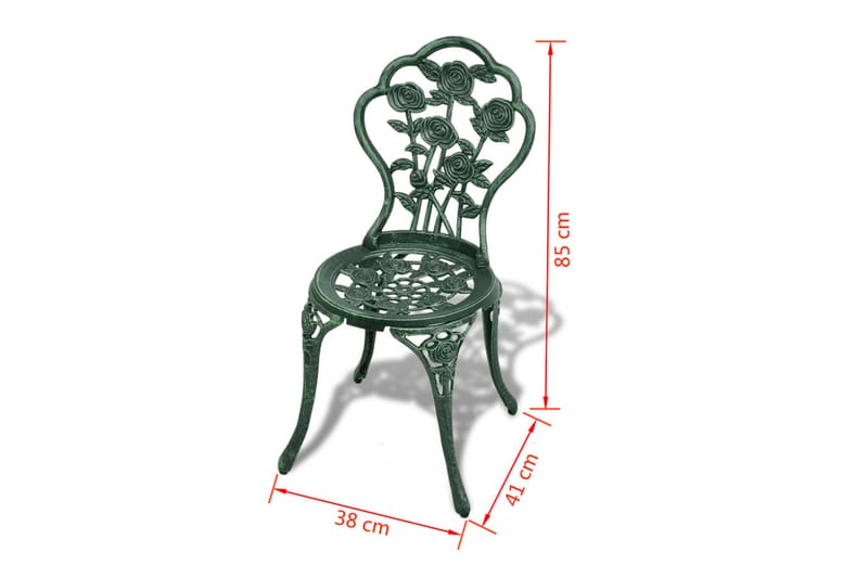 Bistrosett 3 deler støpt aluminium grønn - Grønn - Hagemøbler - Hagegruppe - Cafesett