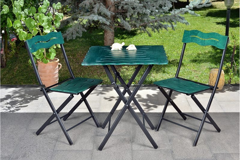 Riotorto Cafésett 60 cm Bølger + 2 Stoler - Grønn / Svart - Hagemøbler - Hagegruppe - Cafesett