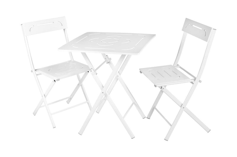 Riotorto Cafésett 60 cm Blomst + 2 Stoler - Hvit - Hagemøbler - Hagegruppe - Cafesett