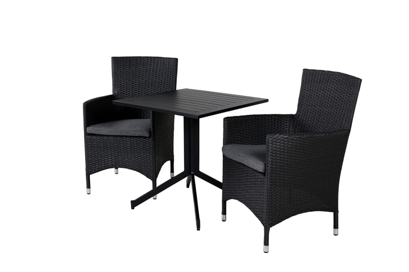 Way Cafésett 70 cm + 2 Malin Karmstoler - Svart - Hagemøbler - Balkong - Balkongmøbler - Balkonggrupper