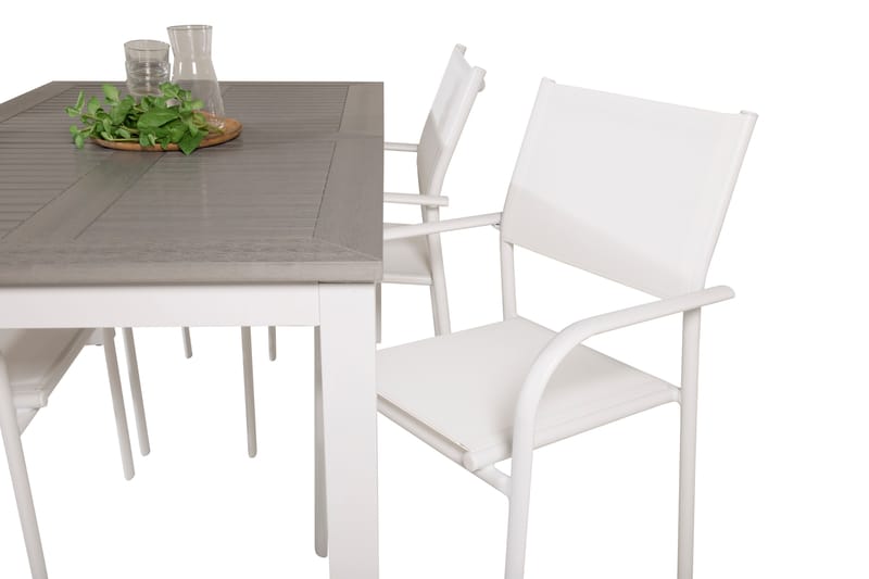 Albany Forlengbar Spisegruppe 160cm + 4 Santorini Stoler - Hvit - Hagemøbler - Hagegruppe - Spisegrupper hage