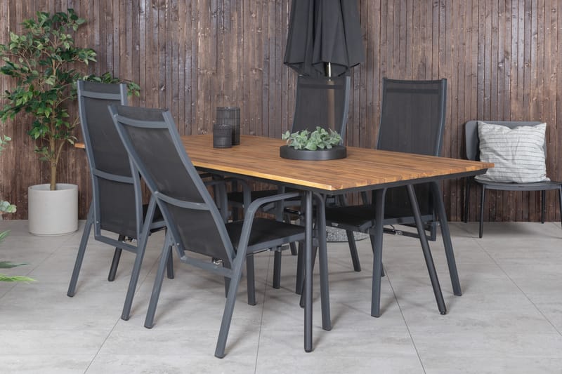 Chan Spisegruppe 200cm + 4 Copacabana Reclinerstoler Hvit - Venture Home - Hagemøbler - Hagegruppe - Spisegrupper hage