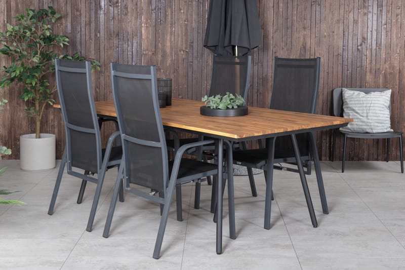 Chan Spisegruppe 200cm + 4 Copacabana Reclinerstoler Hvit - Venture Home - Hagemøbler - Hagegruppe - Spisegrupper hage