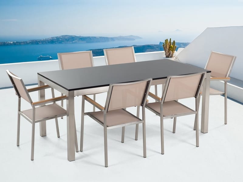 Grosseto Hagegruppe Med Bord + 6 Stoler - Beige - Hagemøbler - Hagegruppe - Spisegrupper hage