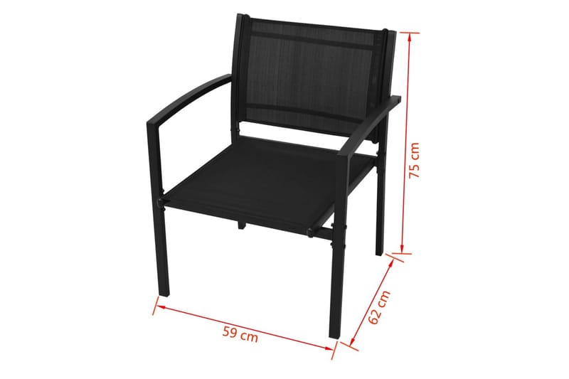 Hagesofagruppe 4 deler aluminum textilene svart - Svart - Hagemøbler - Hagegruppe - Spisegrupper hage
