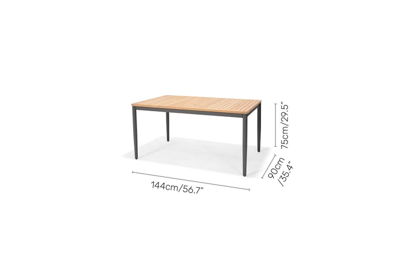 Panjin Spisegruppe 144x90 cm + 6 Stoler Svart - Lifestyle Garden - Spisegrupper hage