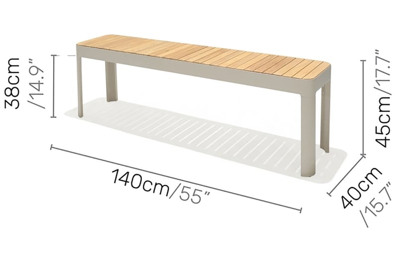 Portals Spisegruppe 161 cm + 2 Benker - Hvit / Tre - Hagemøbler - Hagegruppe - Spisegrupper hage