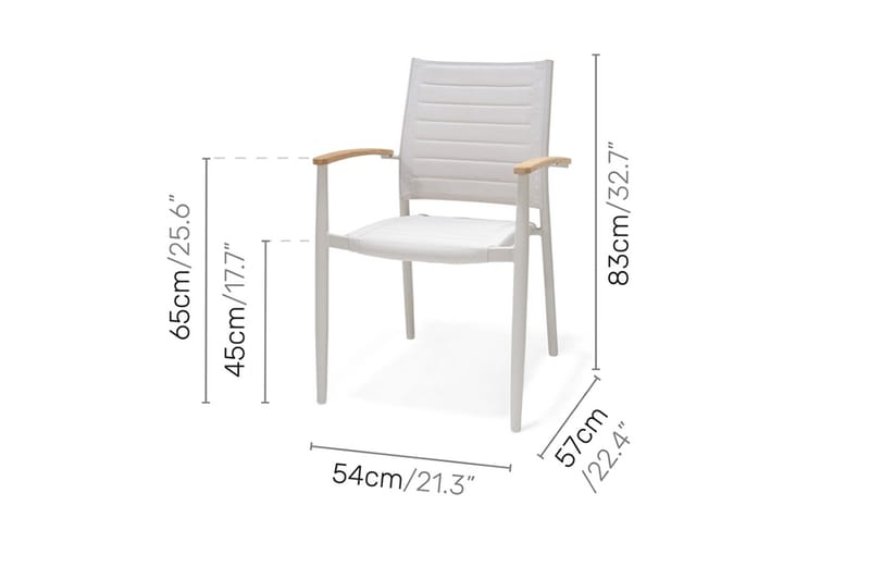 Portals Spisegruppe 161 cm + 4 Karmstoler - Hvit / Tre - Spisegrupper hage