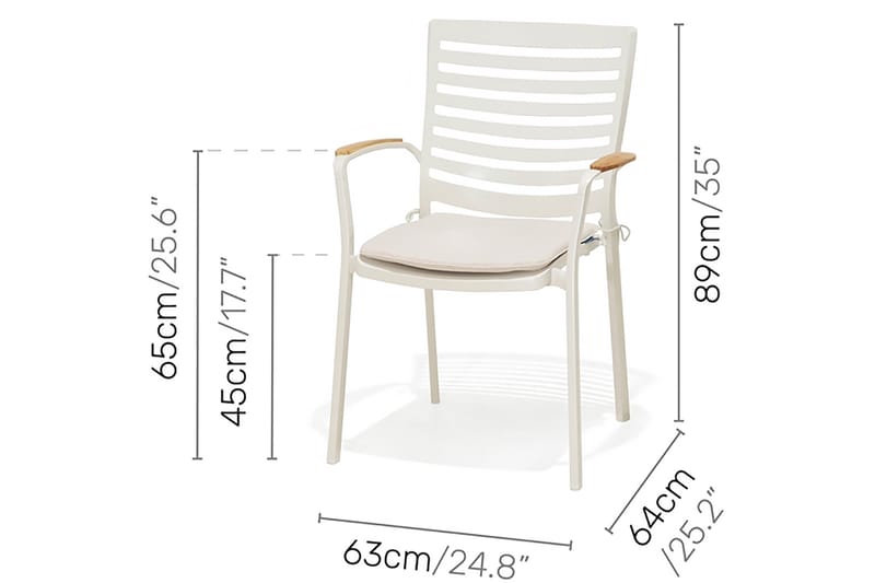 Portals Spisegruppe 161 cm + 4 Stoler - Hvit / Tre - Hagemøbler - Hagegruppe - Spisegrupper hage