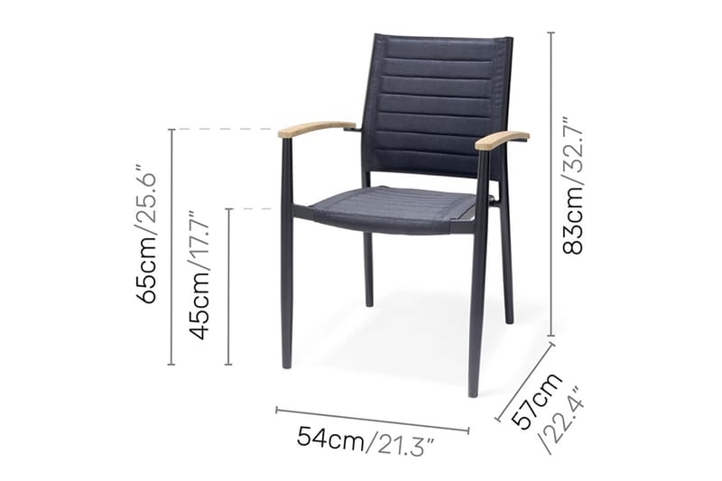 Portals Spisegruppe 161 cm + 4 Stoler - Svart / Tre - Hagemøbler - Hagegruppe - Spisegrupper hage