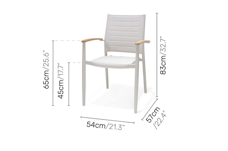 Portals Spisegruppe 161 cm + 6 Karmstoler - Hvit / Tre - Hagemøbler - Hagegruppe - Spisegrupper hage