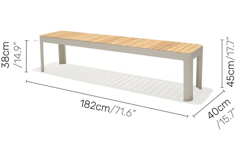 Portals Spisegruppe 209 cm + 2 Benker - Hvit / Tre - Spisegrupper hage