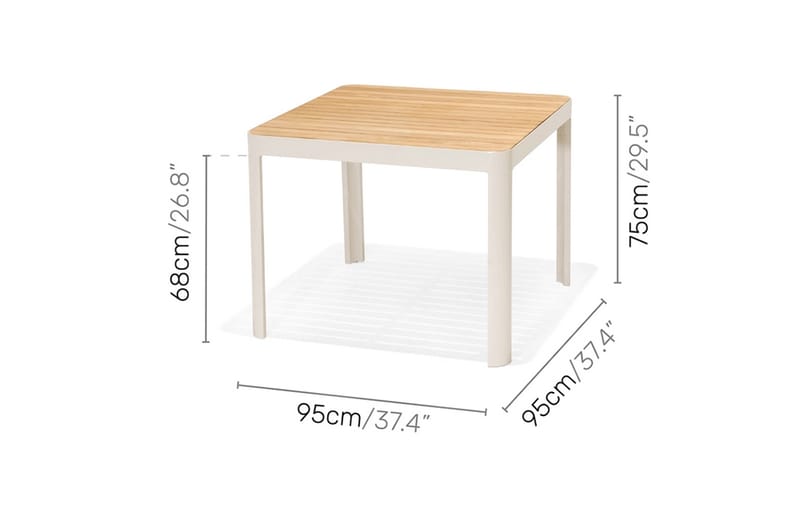 Portals Spisegruppe 95 cm + 4 Karmstoler - Hvit / Tre - Spisegrupper hage