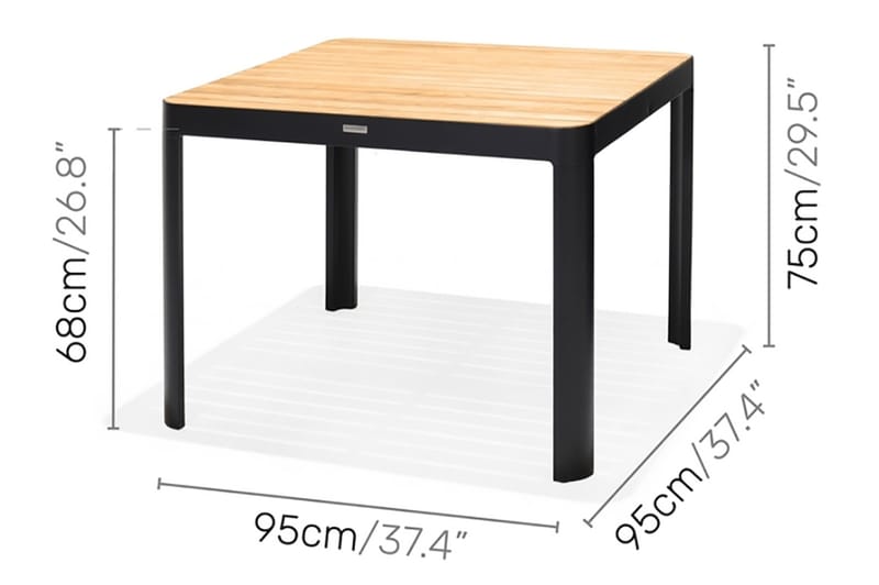 Portals Spisegruppe 95 cm + 4 Stoler - Svart / Tre - Spisegrupper hage