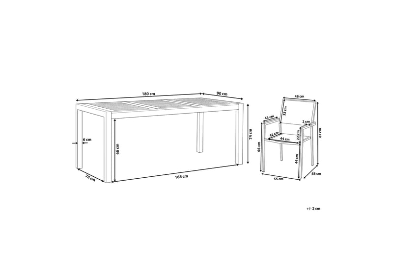 Ristinge Spisegruppe 180 cm + 6 Stoler - Svart/Kunstrotting - Hagemøbler - Hagegruppe - Spisegrupper hage