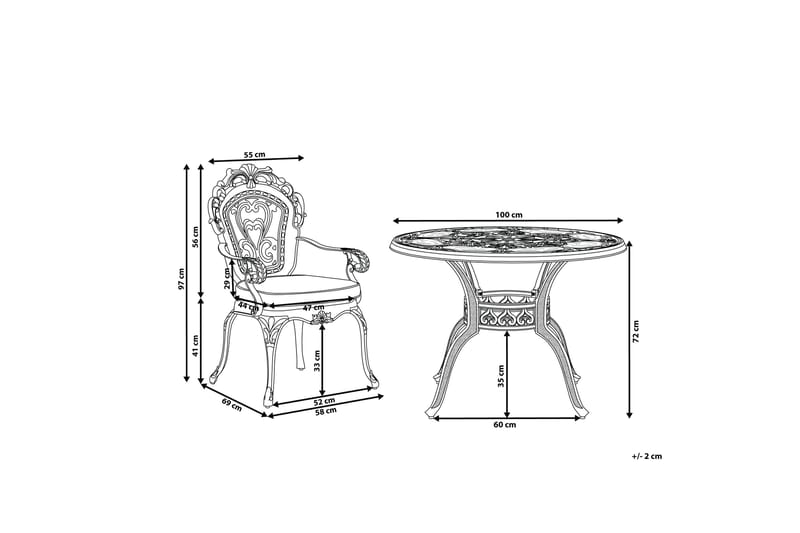 Scario Spisegruppe 100 cm + 4 Stoler - Brun - Hagemøbler - Hagegruppe - Spisegrupper hage