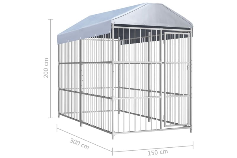 Utendørs hundegård med tak 300x150 cm - Hagemøbler - Hagegruppe - Spisegrupper hage