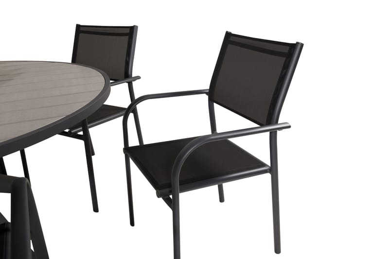 Parma Spisegruppe 140 cm Rund med 6 Santorini Stoler - Sort - Hagemøbler - Hagegruppe - Spisegrupper hage