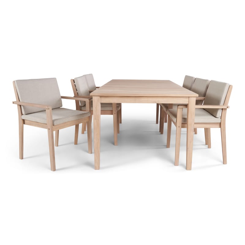 Wagnera Spisegruppe 206 cm med 6 Kamman Spisestoler - Beige - Hagemøbler - Hagegruppe - Spisegrupper hage