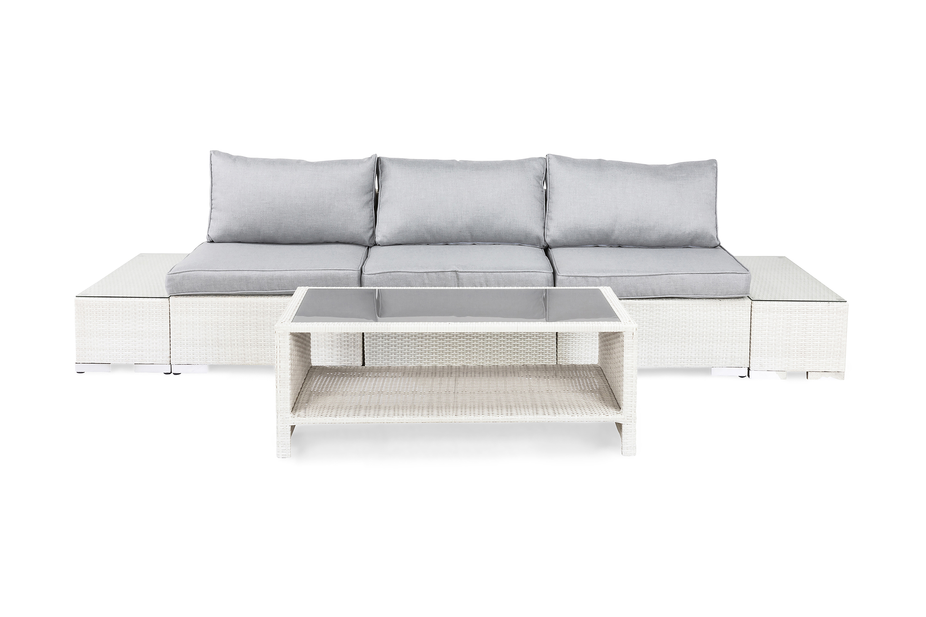 Comfort Garden Bahamas Loungegruppe 3 Pers 1 Bord m Hylle - 2 Avslutninger Hvit