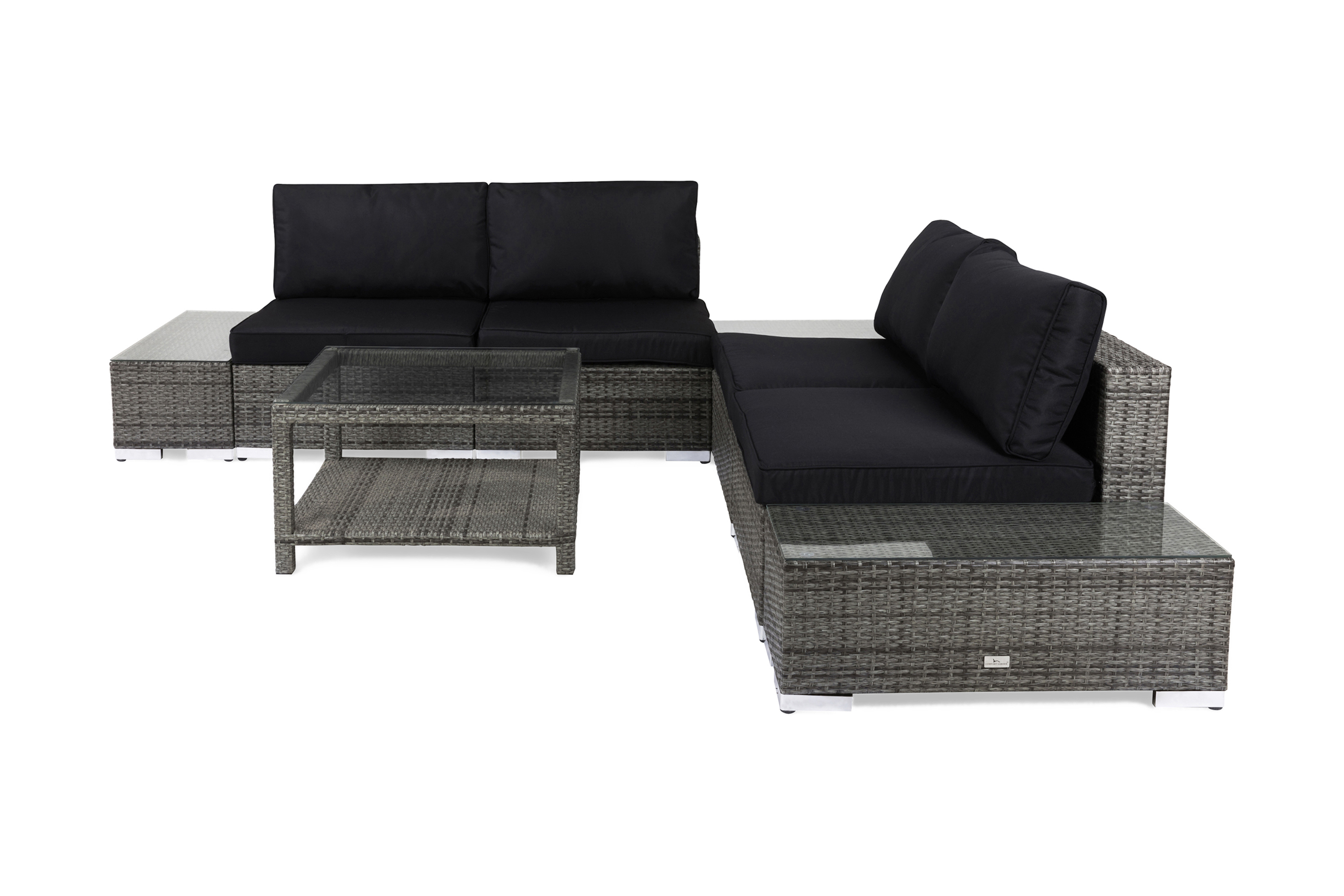 Comfort Garden Bahamas Loungegruppe 5 Pers 1 Bord 75x75 - Divan 2 Avslutninger Grå