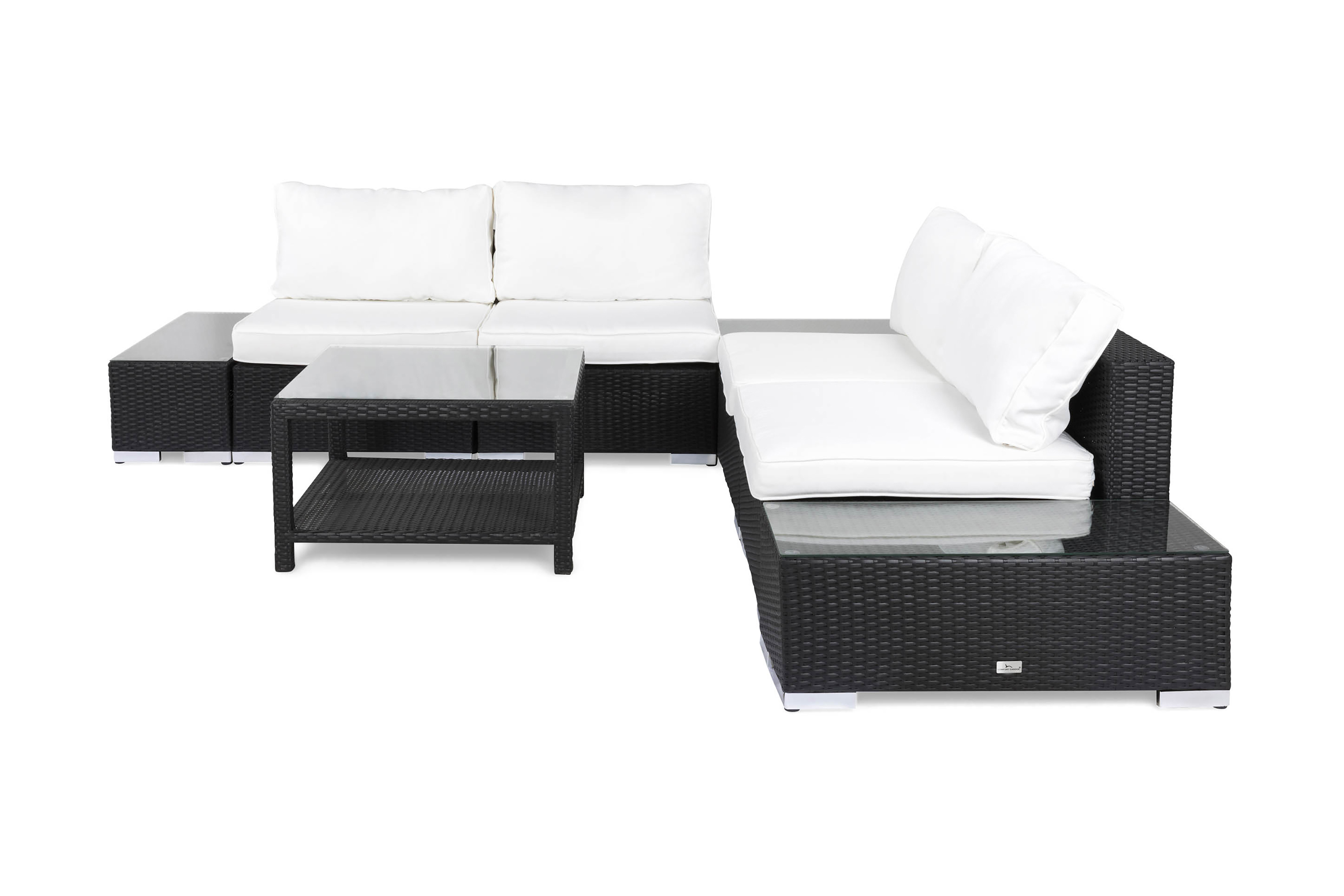 Comfort Garden Bahamas Loungegruppe 5 Pers 1 Bord 75x75 - Divan 2 Avslutninger Svart