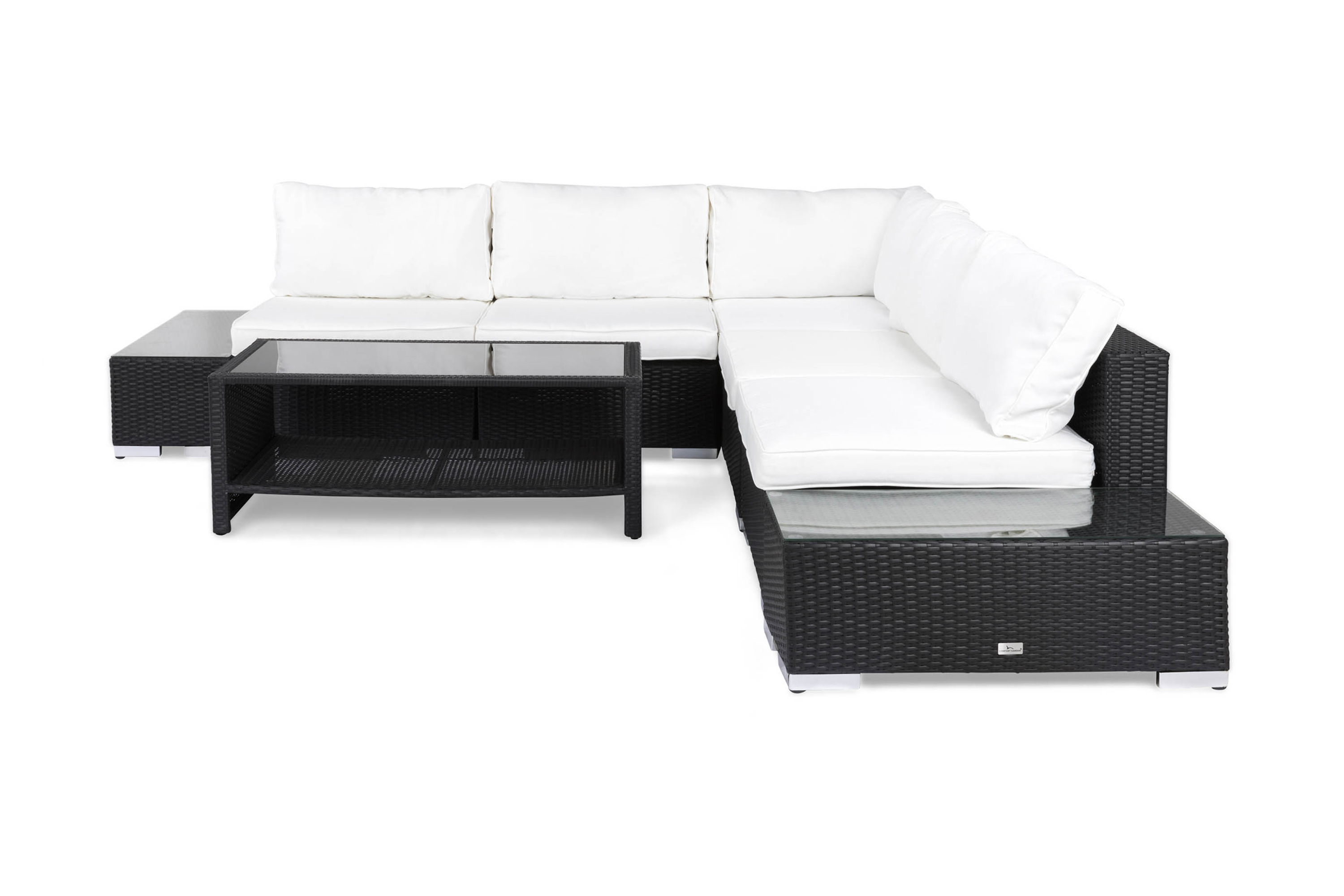 Comfort Garden Bahamas Loungegruppe 5 Pers 1 Bord m Hylle - 2 Avslutninger Svart