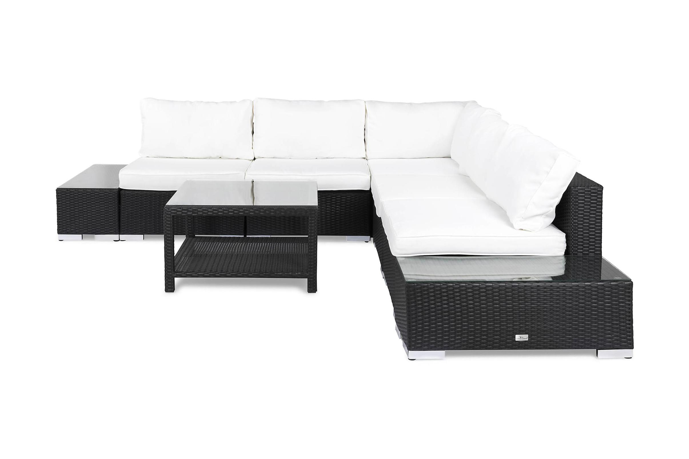 Comfort Garden Bahamas Loungegruppe 5 Pers 1 Bord 75x75 - 2 Avslutninger Svart