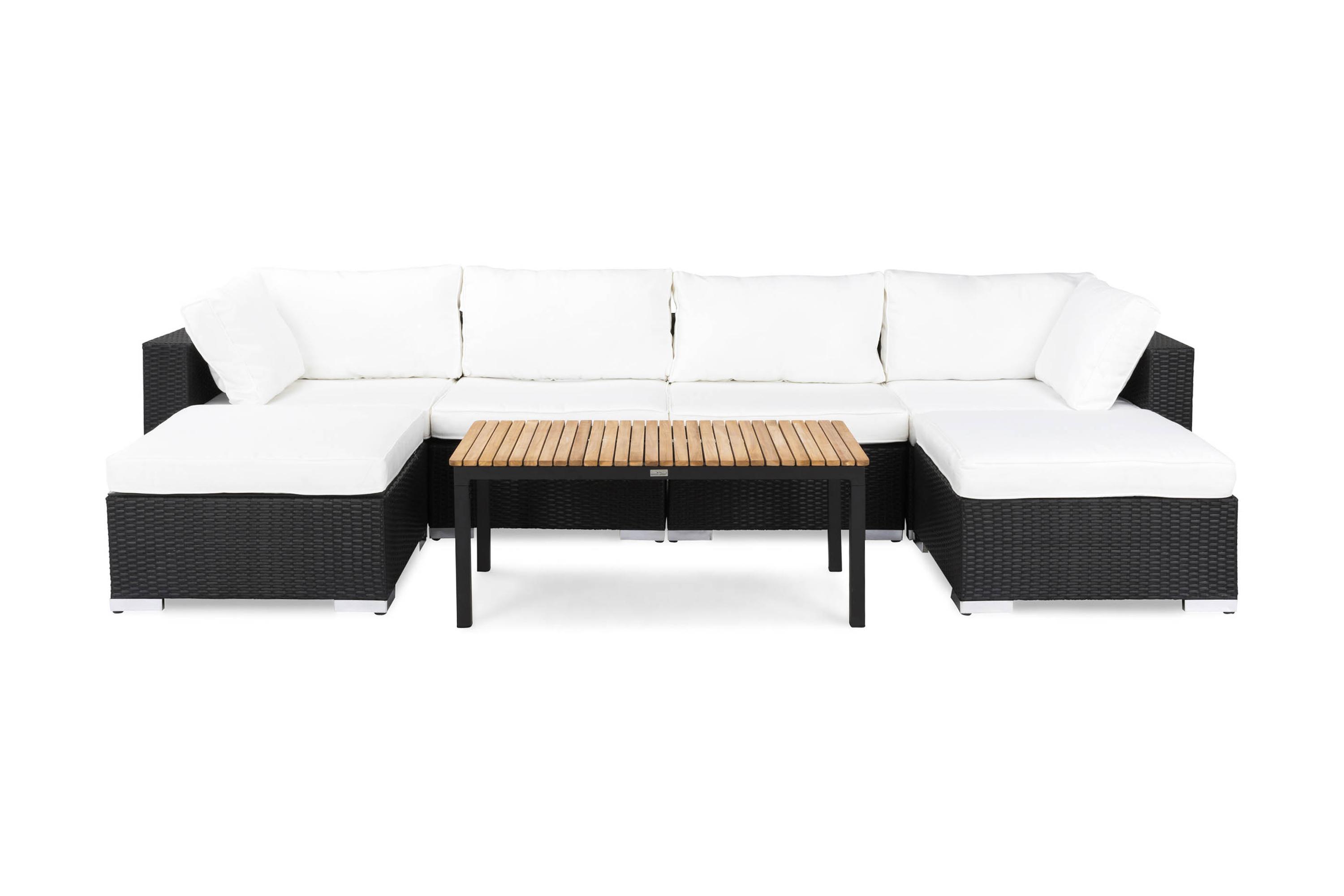 Comfort Garden Bahamas Loungegruppe 6 Pers Bord Svart/Teak - 2 Divan/Bord Svart